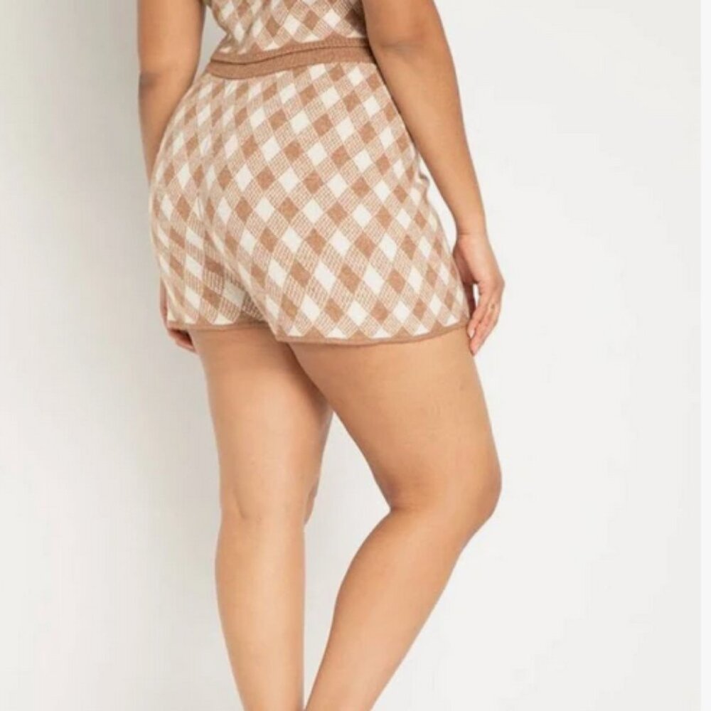 Checked Sweater Shorts Eloquii #13452770551820 color: Argyle Check